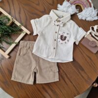 حراج - ست پیراهن و شلوارک پسرانه طرح تدی ترک