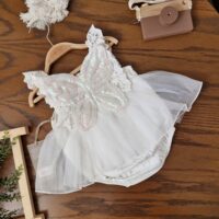 پیراهن بادی دامن تور بال پروانه دخترانه ترک