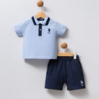 ست بلوز و شلوارک اسپرت آبی سرمه ای US.POLO ترک